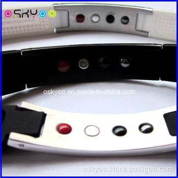 Fashion Stainless Steel Titanium Silicone Bracelets with Germanium/Magnet